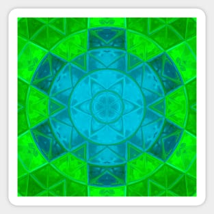 Mosaic Kaleidoscope Flower Green and Blue Sticker